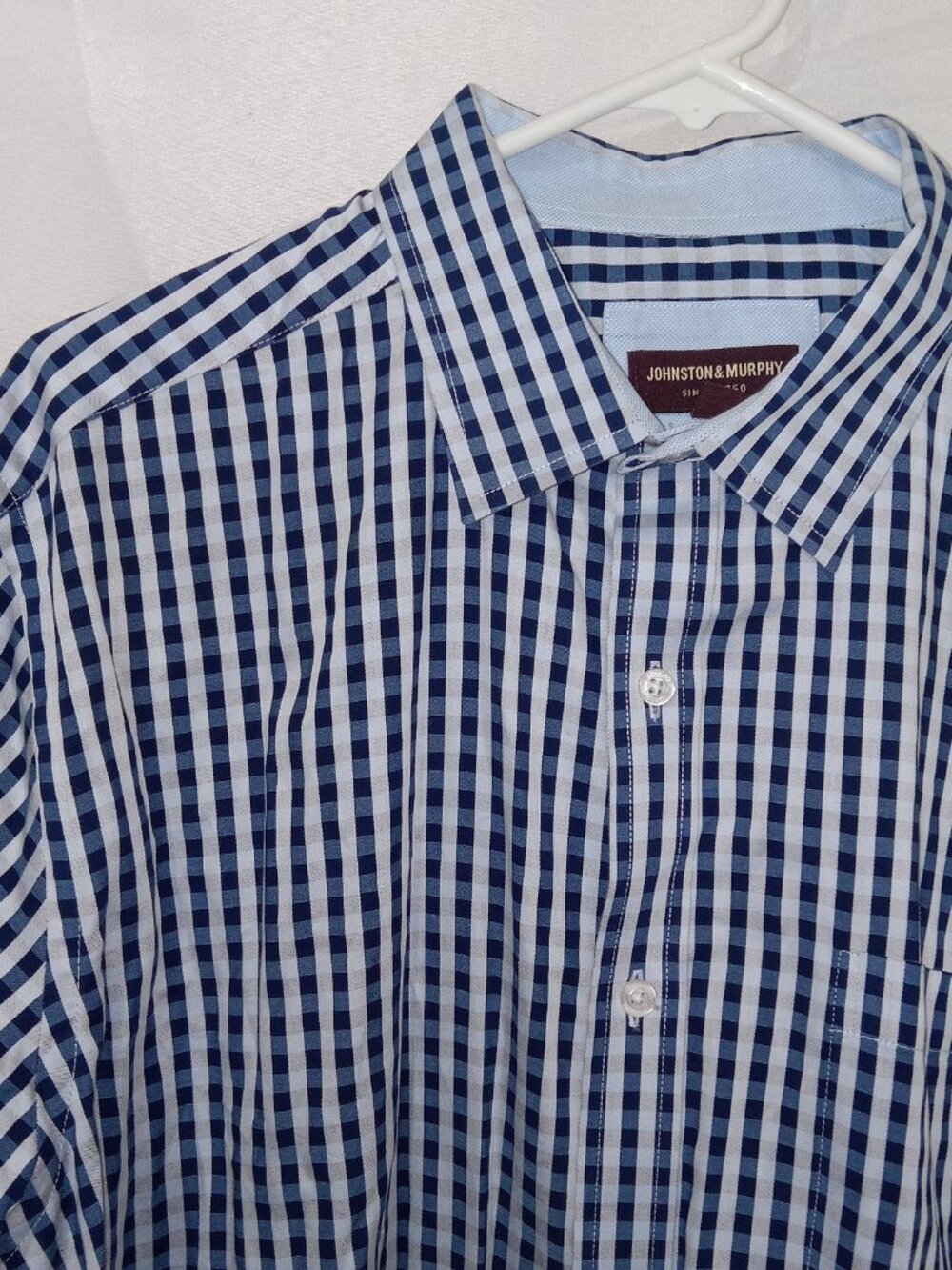 Johnston Murphy Men's XL Blue Gradient Gingham Plaid Button Down Dress Shirt - Picture 3 of 15